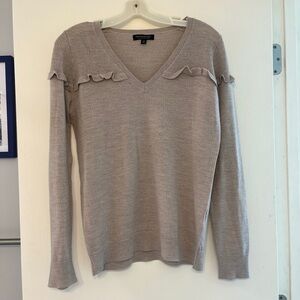 100% Merino Wool Tan Ruffle Sweater